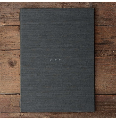 Porta Menu ITALY A4 (23,2x32 cm) - 2 buste (4 facciate) elastico nero - scritta menu - colore GRIGIO