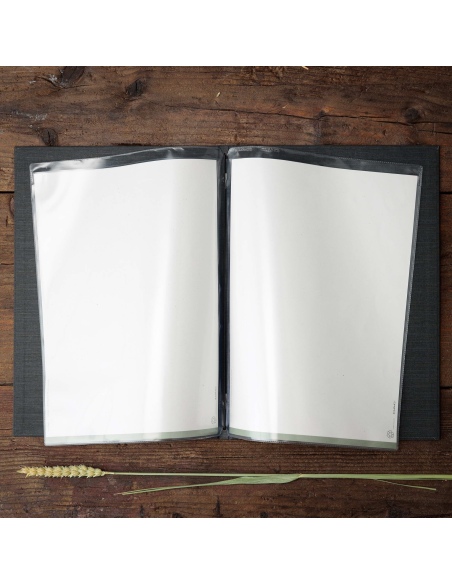 Porta Menu ITALY A4 (23,2x32 cm) - 2 buste (4 facciate) elastico nero - scritta menu - colore GRIGIO