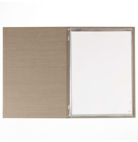 Porta Menu ITALY A4 (23,2x32 cm) - 2 buste (4 facciate) elastico nero - scritta menu - colore SABBIA