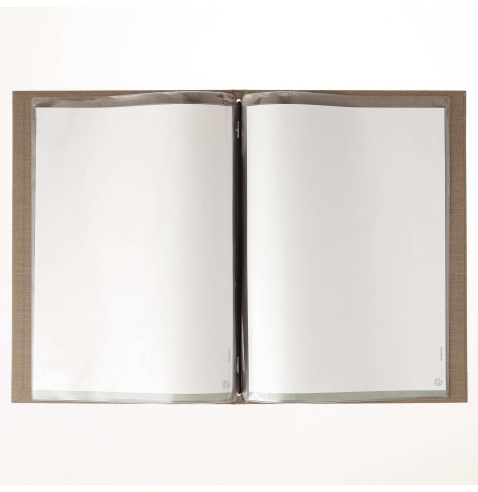 Porta Menu ITALY A4 (23,2x32 cm) - 2 buste (4 facciate) elastico nero - scritta menu - colore SABBIA