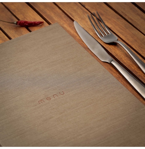 Porta Menu ITALY A4 (23,2x32 cm) - 2 buste (4 facciate) elastico nero - scritta menu - colore SABBIA
