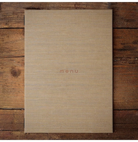 Porta Menu ITALY A4 (23,2x32 cm) - 2 buste (4 facciate) elastico nero - scritta menu - colore SABBIA