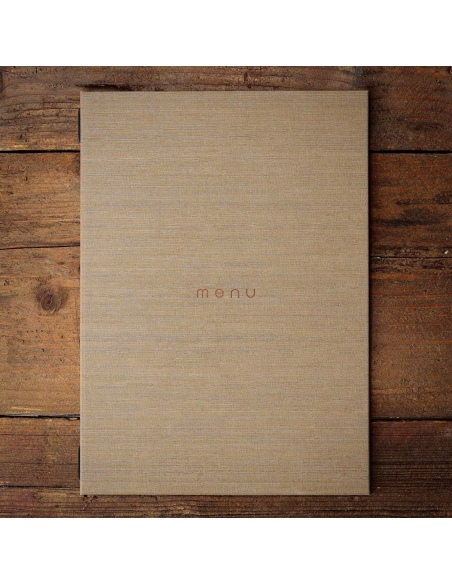 Porta Menu ITALY A4 (23,2x32 cm) - 2 buste (4 facciate) elastico nero - scritta menu - colore SABBIA