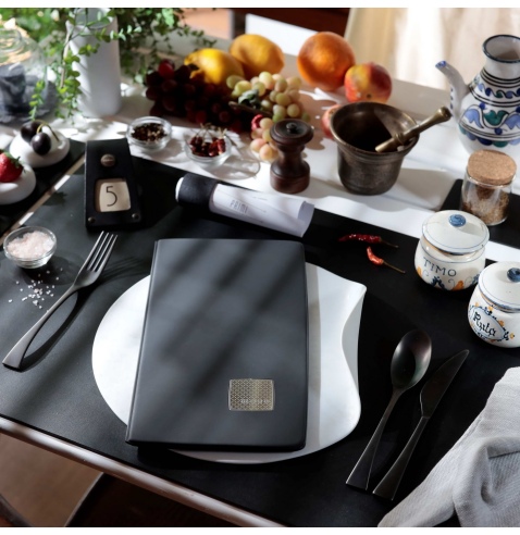 OUTLET - Porta menu in PVC termosaldato - formato 4RE - colore grigio - 6 buste