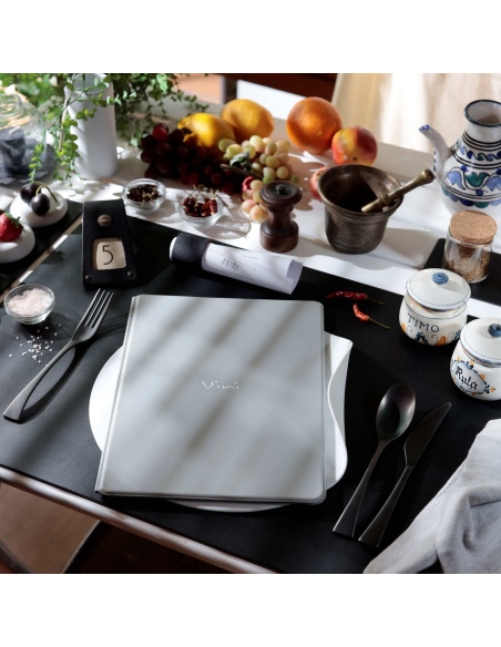 OUTLET - Porta menu in PVC termosaldato - formato A4 - colore grigio - scritta vini