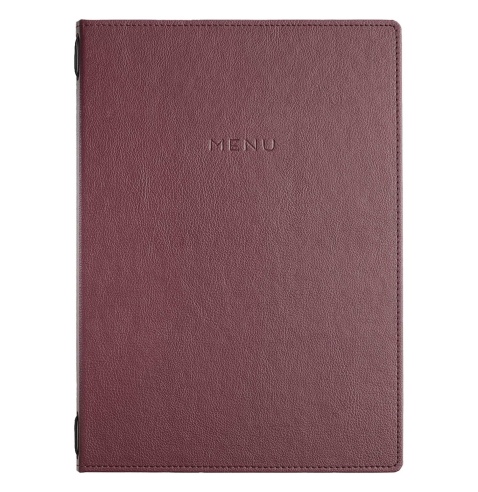 Porta Menu GOURMET A4 (23,2x32 cm) - cornicetta (4 facciate) - scritta menu - colore BORDEAUX