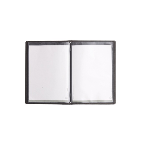 Porta Menu GOURMET A5 (16,5x23,4 cm) - 2 buste (4 facciate) elastico nero - scritta menu - colore NERO