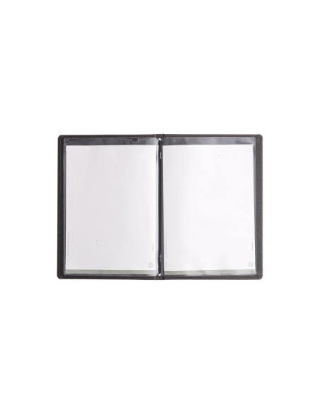 Porta Menu GOURMET A5 (16,5x23,4 cm) - 2 buste (4 facciate) elastico nero - scritta menu - colore NERO
