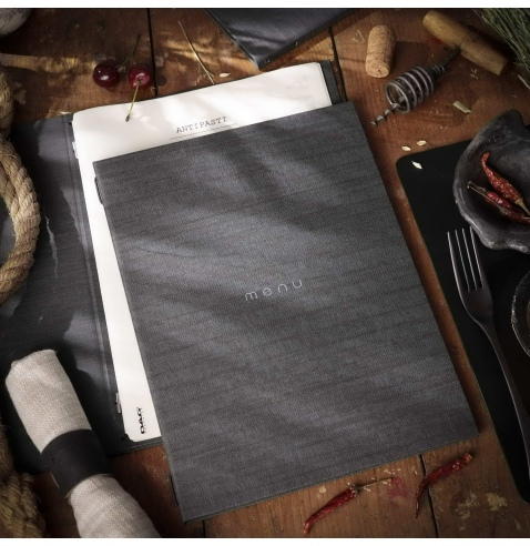 Porta Menu ITALY A4 (23,2x32 cm) - solo elastico - scritta menu - colore GRIGIO