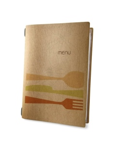 Porta Menu CUSTOM A4 (23,2x31,8 cm) "FANTASY menu" 2 buste (4 facciate) elastico rosso ECO NATURALE sp. 0.6