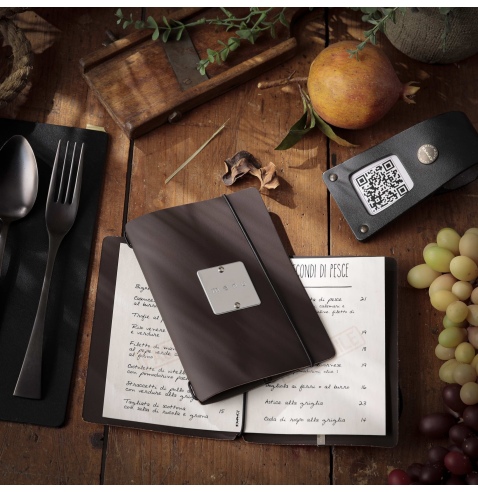 MINIMENU S-A6 porta menu BICOLOR COCOA etichetta METAL STANDARD "menu"