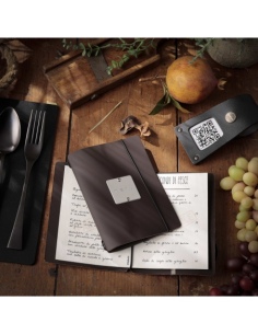 MINIMENU S-A6 porta menu BICOLOR COCOA etichetta METAL "personalizzata" (minimo 18 pezzi)