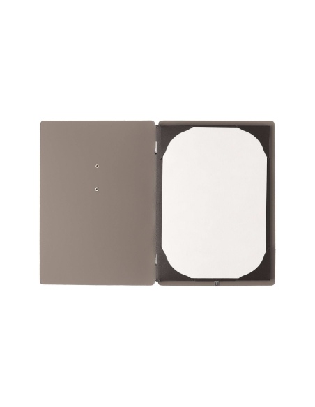 Porta Menu A5 (16,5x23,1 cm) etichetta METAL "menu" cornicetta (4 facciate) elastico nero BICOLOR COCOA
