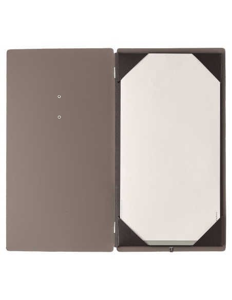 Porta Menu A4 SLIM (17,4x31,8 cm) etichetta METAL "personalizzata" (minimo 18 pezzi) cornicetta (4 facciate) elastico nero BICOL