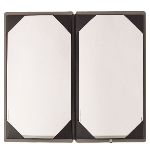 Porta Menu A4 SLIM (17,4x31,8 cm) senza etichetta cornicetta (4 facciate) elastico nero BICOLOR COCOA