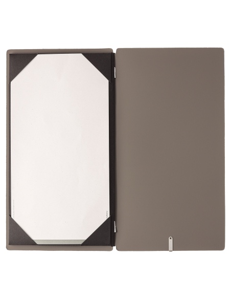 Porta Menu A4 SLIM (17,4x31,8 cm) senza etichetta cornicetta (4 facciate) elastico nero BICOLOR COCOA