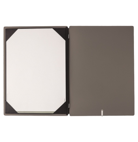 Porta Menu A4 (23,2x31,8 cm) etichetta METAL "menu" cornicetta (4 facciate) elastico nero BICOLOR COCOA