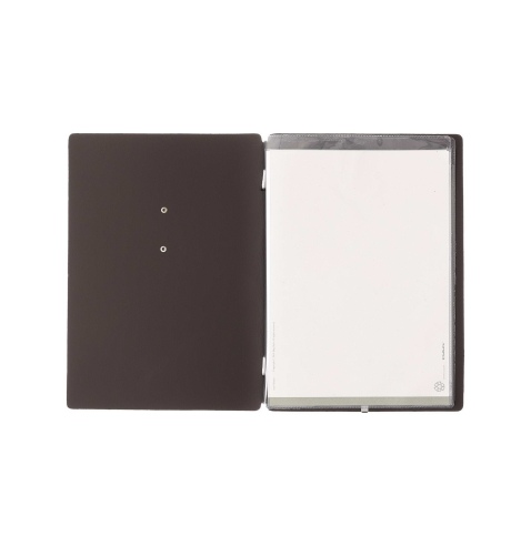 Porta Menu A5 (16,5x23,1 cm) etichetta METAL "menu" 2 buste (4 facciate) elastico nero BICOLOR SABBIA