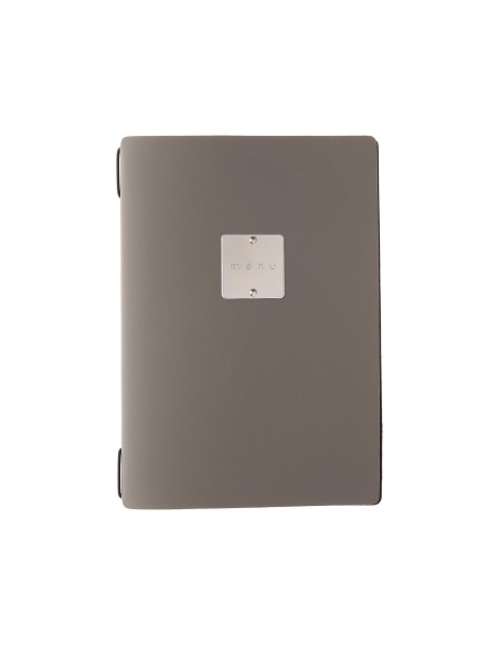 Porta Menu A5 (16,5x23,1 cm) etichetta METAL "menu" solo elastico nero BICOLOR SABBIA