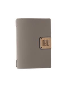 Porta Menu A5 (16,5x23,1 cm) etichetta PATCH "personalizzata" (minimo 18 pezzi) solo elastico nero BICOLOR SABBIA