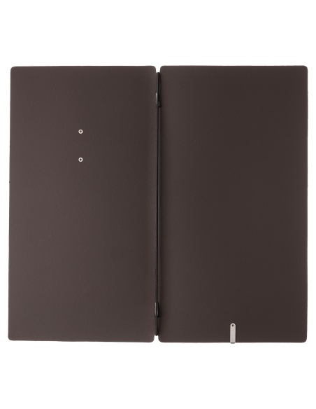 Porta Menu A4 SLIM (17,4x31,8 cm) etichetta METAL "personalizzata" (minimo 18 pezzi) solo elastico nero BICOLOR SABBIA