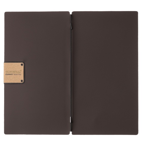Porta Menu A4 SLIM (17,4x31,8 cm) etichetta PATCH "menu" solo elastico nero BICOLOR SABBIA