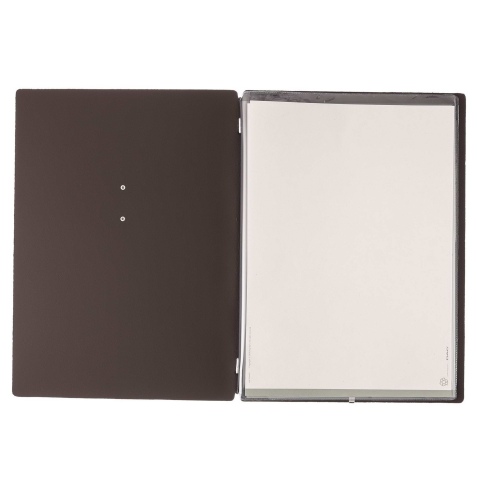 Porta Menu A4 (23,2x31,8 cm) etichetta METAL "menu" 2 buste (4 facciate) elastico nero BICOLOR SABBIA