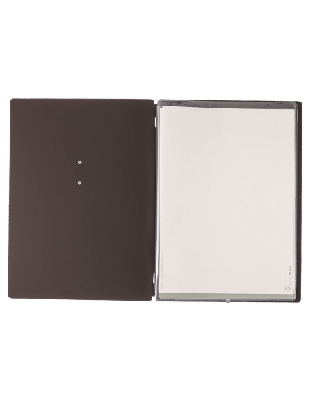 Porta Menu A4 (23,2x31,8 cm) etichetta METAL "menu" 2 buste (4 facciate) elastico nero BICOLOR SABBIA