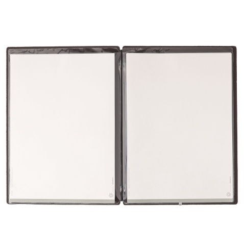 Porta Menu A4 (23,2x31,8 cm) etichetta METAL "menu" 2 buste (4 facciate) elastico nero BICOLOR SABBIA