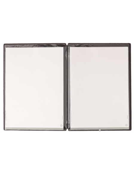 Porta Menu A4 (23,2x31,8 cm) etichetta METAL "menu" 2 buste (4 facciate) elastico nero BICOLOR SABBIA