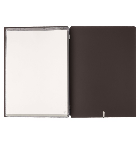 Porta Menu A4 (23,2x31,8 cm) etichetta METAL "menu" 2 buste (4 facciate) elastico nero BICOLOR SABBIA