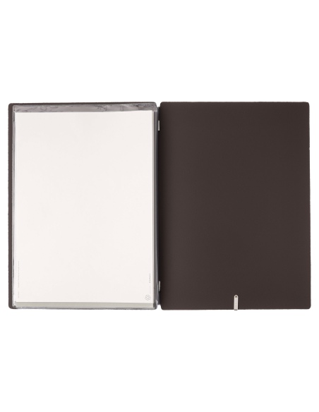 Porta Menu A4 (23,2x31,8 cm) etichetta METAL "menu" 2 buste (4 facciate) elastico nero BICOLOR SABBIA