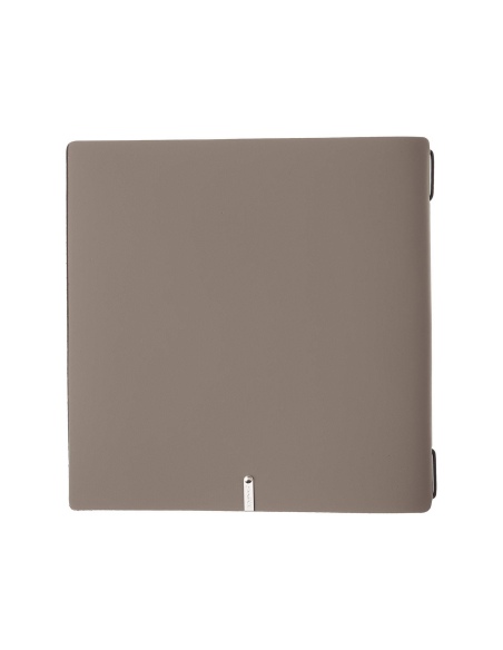 Porta Menu QUADRATO (23x23,1 cm) etichetta METAL "menu" 2 buste (4 facciate) elastico nero BICOLOR SABBIA
