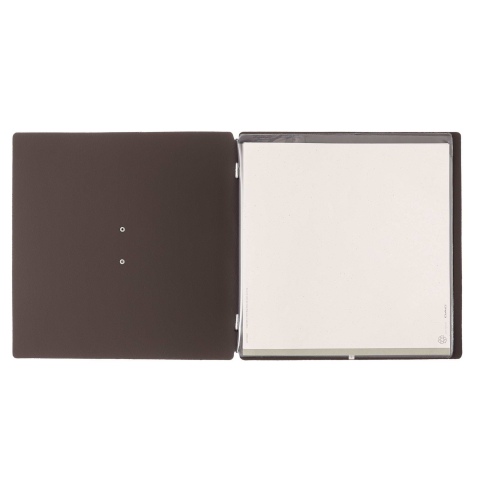 Porta Menu QUADRATO (23x23,1 cm) etichetta METAL "menu" 2 buste (4 facciate) elastico nero BICOLOR SABBIA