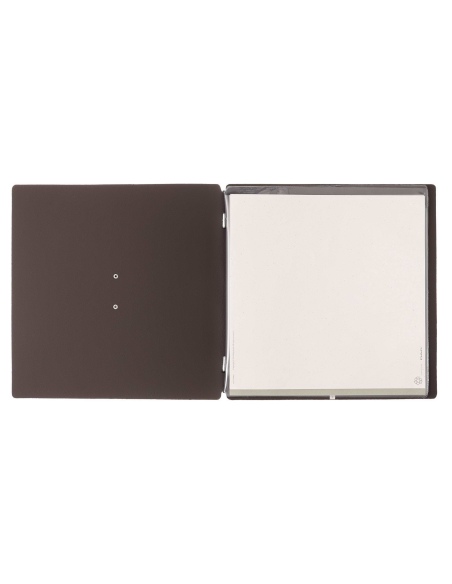 Porta Menu QUADRATO (23x23,1 cm) etichetta METAL "menu" 2 buste (4 facciate) elastico nero BICOLOR SABBIA