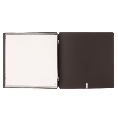 Porta Menu QUADRATO (23x23,1 cm) etichetta METAL "menu" 2 buste (4 facciate) elastico nero BICOLOR SABBIA
