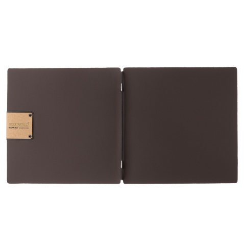 Porta Menu QUADRATO (23x23,1 cm) etichetta PATCH "personalizzata" (minimo 18 pezzi) solo elastico nero BICOLOR SABBIA