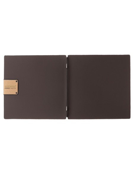 Porta Menu QUADRATO (23x23,1 cm) etichetta PATCH "menu" solo elastico nero BICOLOR SABBIA