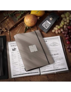 MINIMENU L-A5 porta menu BICOLOR SABBIA etichetta METAL STANDARD "menu"
