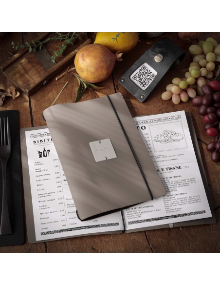 MINIMENU L-A5 porta menu BICOLOR SABBIA etichetta METAL STANDARD "menu"