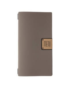 Porta Menu A4 SLIM (17,4x31,8 cm) etichetta PATCH "personalizzata" (minimo 18 pezzi) cornicetta (4 facciate) elastico nero BICOL