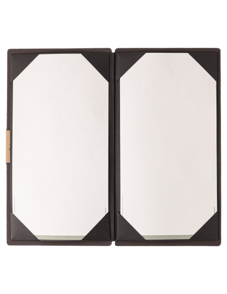 Porta Menu A4 SLIM (17,4x31,8 cm) etichetta PATCH "personalizzata" (minimo 18 pezzi) cornicetta (4 facciate) elastico nero BICOL
