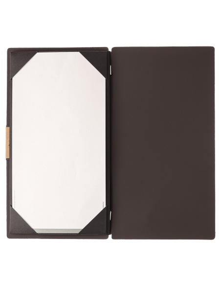 Porta Menu A4 SLIM (17,4x31,8 cm) etichetta PATCH "personalizzata" (minimo 18 pezzi) cornicetta (4 facciate) elastico nero BICOL