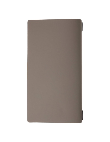Porta Menu A4 SLIM (17,4x31,8 cm) etichetta PATCH "menu" cornicetta (4 facciate) elastico nero BICOLOR SABBIA