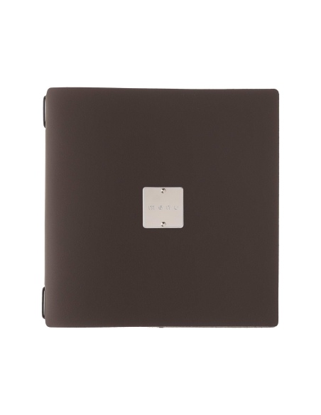Porta Menu QUADRATO (23x23,1 cm) etichetta METAL "menu" cornicetta (4 facciate) elastico nero BICOLOR COCOA