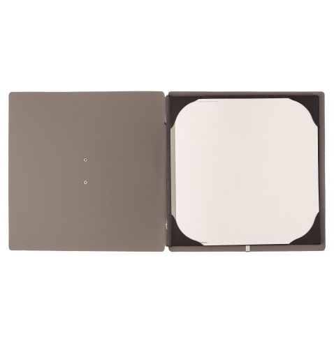 Porta Menu QUADRATO (23x23,1 cm) etichetta METAL "menu" cornicetta (4 facciate) elastico nero BICOLOR COCOA