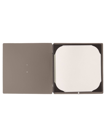 Porta Menu QUADRATO (23x23,1 cm) etichetta METAL "menu" cornicetta (4 facciate) elastico nero BICOLOR COCOA