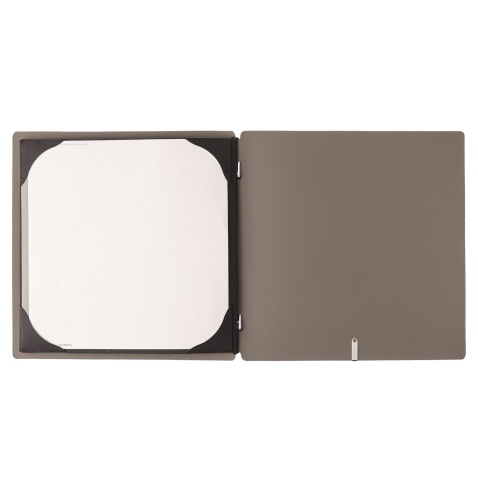 Porta Menu QUADRATO (23x23,1 cm) etichetta METAL "menu" cornicetta (4 facciate) elastico nero BICOLOR COCOA