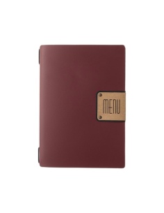 Porta Menu A5 (16,5x23,1 cm) etichetta PATCH "personalizzata" (minimo 18 pezzi) 2 buste (4 facciate) elastico nero PORTOFINO BOR