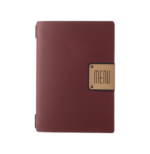 Porta Menu A5 (16,5x23,1 cm) etichetta PATCH "menu" solo elastico nero PORTOFINO BORDEAUX